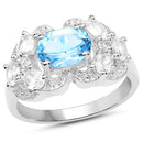 3.20 Carat Genuine Blue Topaz and White Zircon .925 Sterling Silver Ring-4