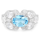 3.20 Carat Genuine Blue Topaz and White Zircon .925 Sterling Silver Ring-6