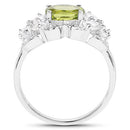 2.70 Carat Genuine Peridot and White Zircon .925 Sterling Silver Ring-5