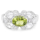 2.70 Carat Genuine Peridot and White Zircon .925 Sterling Silver Ring-6
