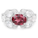 3.16 Carat Genuine Rhodolite and White Zircon .925 Sterling Silver Ring-6