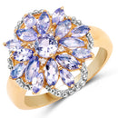 14K Yellow Gold Plated 2.01 Carat Genuine Tanzanite & White Topaz .925 Sterling Silver Ring-4
