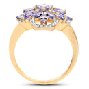 14K Yellow Gold Plated 2.01 Carat Genuine Tanzanite & White Topaz .925 Sterling Silver Ring-5