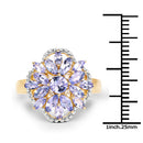 14K Yellow Gold Plated 2.01 Carat Genuine Tanzanite & White Topaz .925 Sterling Silver Ring-6