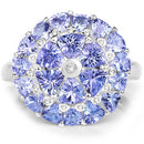 2.96 Carat Genuine Tanzanite and White Diamond .925 Sterling Silver Ring-6