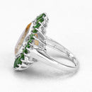 7.02 Carat Genuine Citrine and Chrome Diopside .925 Sterling Silver Ring-10