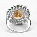 7.02 Carat Genuine Citrine and Chrome Diopside .925 Sterling Silver Ring-11