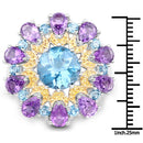 8.86 Carat Genuine London Blue Topaz and Amethyst .925 Sterling Silver Ring-6