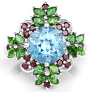 5.76 Carat Genuine Blue Topaz, Chrome Diopside & Garnet .925 Sterling Silver Ring-6