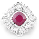 2.66 Carat Glass Filled Ruby and White Topaz .925 Sterling Silver Ring-6