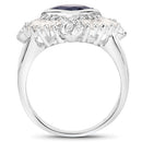 3.06 Carat Glass Filled Sapphire and White Topaz .925 Sterling Silver Ring-5