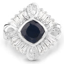 3.06 Carat Glass Filled Sapphire and White Topaz .925 Sterling Silver Ring-6