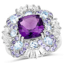8.38 Carat Genuine Multi Stones .925 Sterling Silver Ring-4