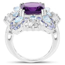 8.38 Carat Genuine Multi Stones .925 Sterling Silver Ring-5