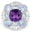 8.38 Carat Genuine Multi Stones .925 Sterling Silver Ring-6
