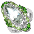 4.90 Carat Genuine Green Amethyst, Peridot and Chrome Diopside .925 Sterling Silver Ring-2