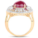 14K Yellow Gold Plated 8.91 Carat Genuine Glass Filled Ruby, Rhodolite & White Topaz .925 Sterling Silver Ring-5