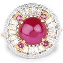 14K Yellow Gold Plated 8.91 Carat Genuine Glass Filled Ruby, Rhodolite & White Topaz .925 Sterling Silver Ring-6