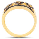 14K Yellow Gold Plated 0.32 Carat Genuine Black Diamond and Red Diamond .925 Sterling Silver Ring-5