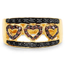14K Yellow Gold Plated 0.32 Carat Genuine Black Diamond and Red Diamond .925 Sterling Silver Ring-6