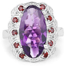 6.40 Carat Genuine Amethyst and Garnet .925 Sterling Silver Ring-6