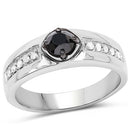 0.65 Carat Genuine Black Diamond and White Diamond .925 Sterling Silver Ring-4