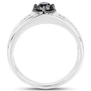 0.65 Carat Genuine Black Diamond and White Diamond .925 Sterling Silver Ring-5