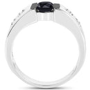 0.56 Carat Genuine Black Diamond and White Diamond .925 Sterling Silver Ring-5