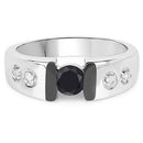 0.56 Carat Genuine Black Diamond and White Diamond .925 Sterling Silver Ring-6