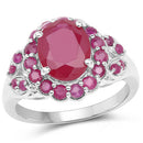 4.43 Carat Glass Filled Ruby and Ruby .925 Sterling Silver Ring-4