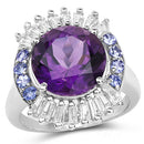 5.24 Carat Genuine Amethyst, Tanzanite & White Topaz .925 Sterling Silver Ring-4