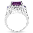 5.24 Carat Genuine Amethyst, Tanzanite & White Topaz .925 Sterling Silver Ring-5