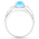 3.67 Carat Genuine Swiss Blue Topaz and White Topaz .925 Sterling Silver Ring-5
