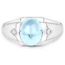 3.67 Carat Genuine Swiss Blue Topaz and White Topaz .925 Sterling Silver Ring-6