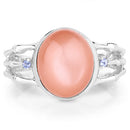 6.54 Carat Genuine Peach Moonstone and Tanzanite .925 Sterling Silver Ring-6