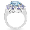 6.19 Carat Genuine London Blue Topaz, Tanzanite & White Topaz .925 Sterling Silver Ring-5