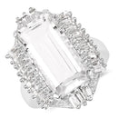 9.77 Carat Genuine Crystal Quartz & White Topaz .925 Sterling Silver Ring-4