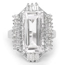 9.77 Carat Genuine Crystal Quartz & White Topaz .925 Sterling Silver Ring-6