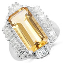 9.13 Carat Genuine Citrine & White Topaz .925 Sterling Silver Ring-4