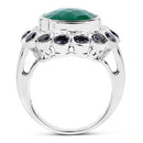 6.88 Carat Dyed Emerald & Blue Sapphire .925 Sterling Silver Ring-5