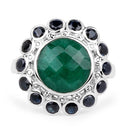 6.88 Carat Dyed Emerald & Blue Sapphire .925 Sterling Silver Ring-6