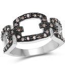 0.32 Carat Genuine Champagne Diamond .925 Sterling Silver Ring-4