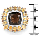 9.16 Carat Genuine Smoky Quartz & Citrine .925 Sterling Silver Ring-6