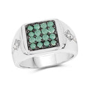 0.60 Carat Genuine Emerald & White Diamond .925 Sterling Silver Ring-4
