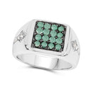 0.60 Carat Genuine Emerald & White Diamond .925 Sterling Silver Ring-5