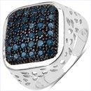 0.54 Carat Genuine Blue Diamond .925 Sterling Silver Ring-4