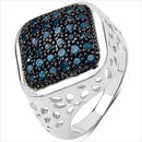 0.54 Carat Genuine Blue Diamond .925 Sterling Silver Ring-5
