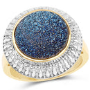 4.90 Carat Genuine Cobalt Blue Drusy .925 Sterling Silver Ring-4