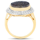 4.90 Carat Genuine Cobalt Blue Drusy .925 Sterling Silver Ring-5