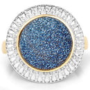 4.90 Carat Genuine Cobalt Blue Drusy .925 Sterling Silver Ring-6